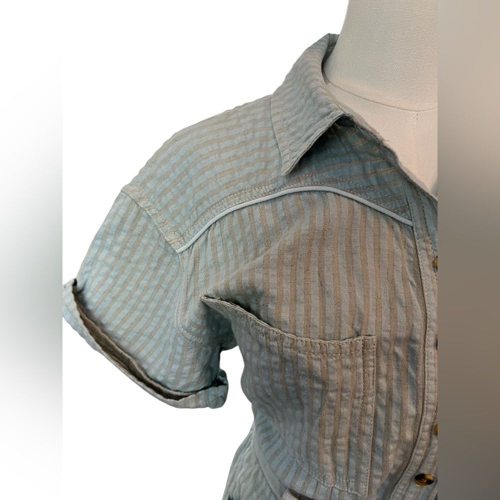🆕 💙 NWT URBAN OUTFITTERS BDG Light Blue Devon Linen Romper | Women’s Size Small - Picture 5 of 13